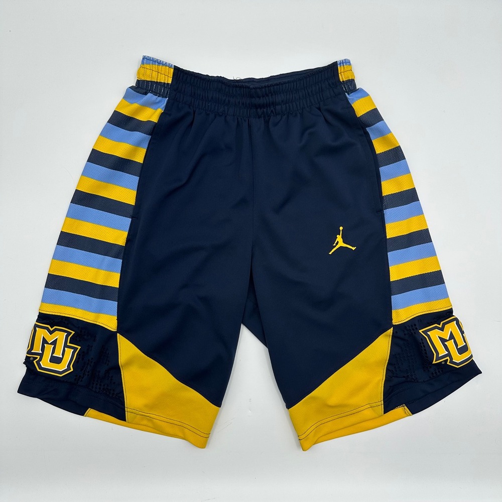 Jordan Marquette Golden Eagles Basketball Shorts Mens Small Navy‎ Blue Yellow MU